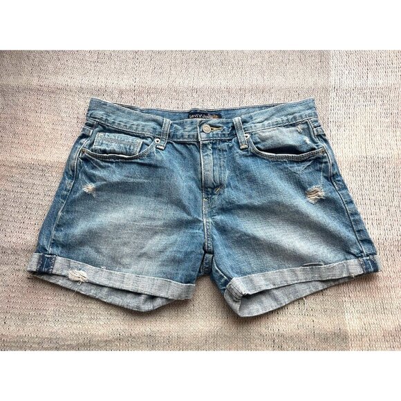 Levi's Jeans Shorts Juniors Size 9 Distressed Cuffed Cotton‎ Blue Denim - Picture 1 of 13